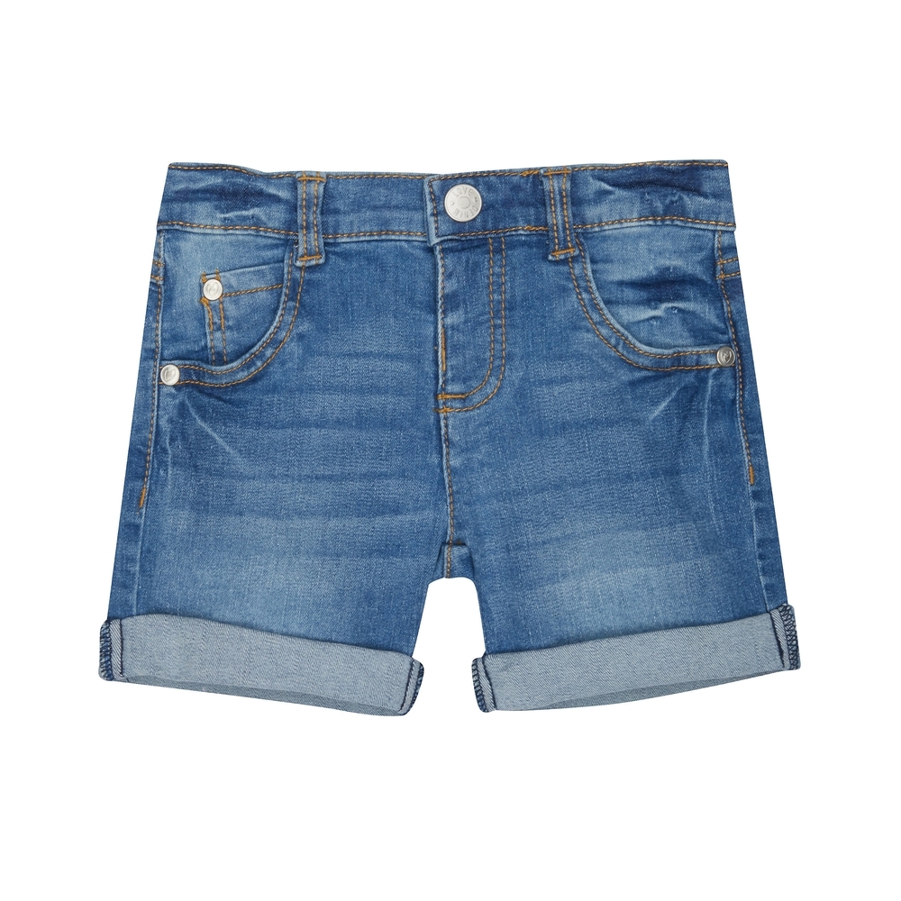 

Girls Light Wash Denim Roll -Up Shorts - Blue