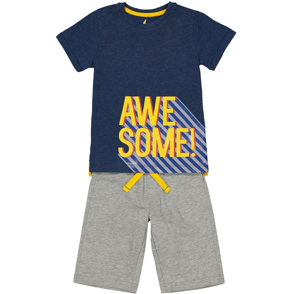 

Boys Half Sleeves Text Print T-Shirt And Shorts Set - Multicolor