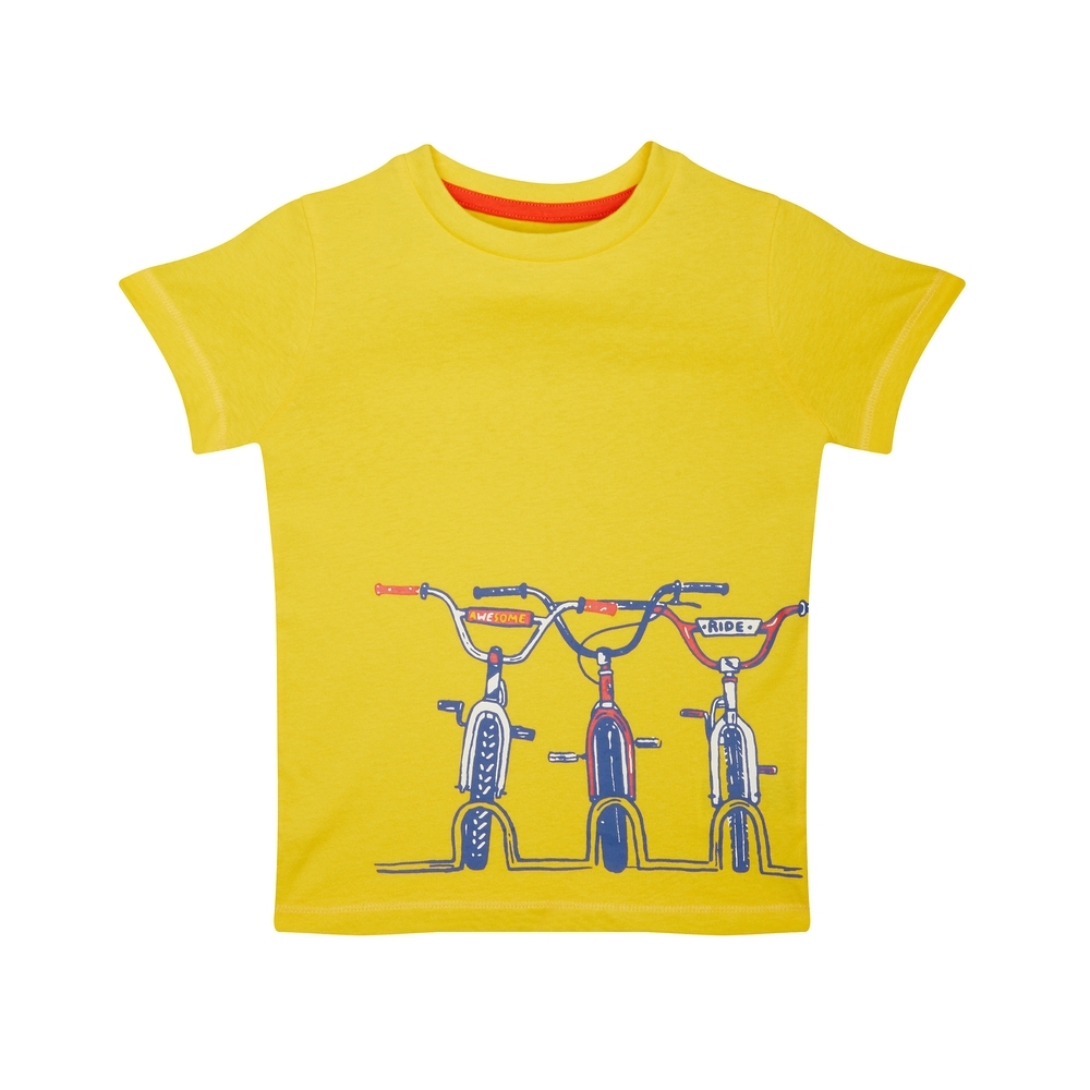 

Boys Half Sleeves Bike Print T-Shirt - Yellow