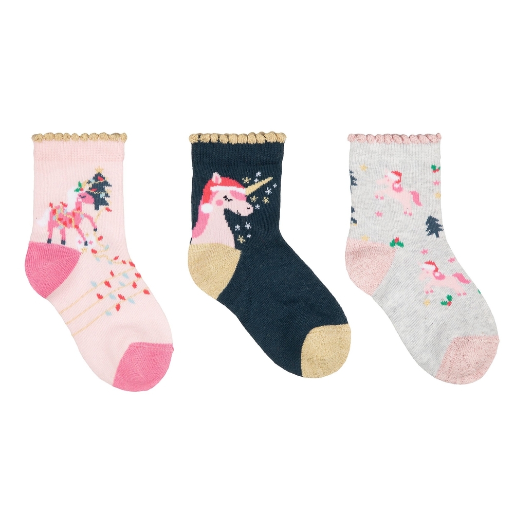 

Girls Festive Unicorn Socks - Pack Of 3 - Multicolor