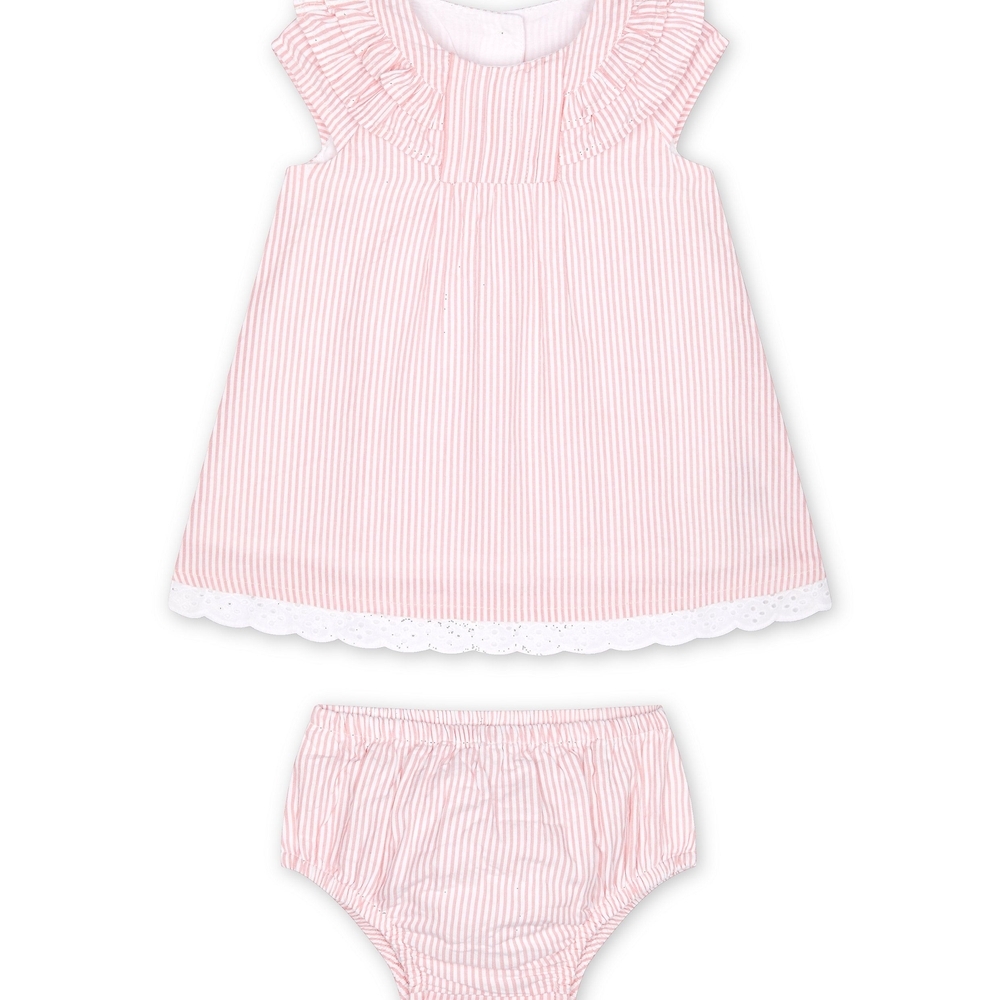 

Pink Seersucker Dress And Knickers Set