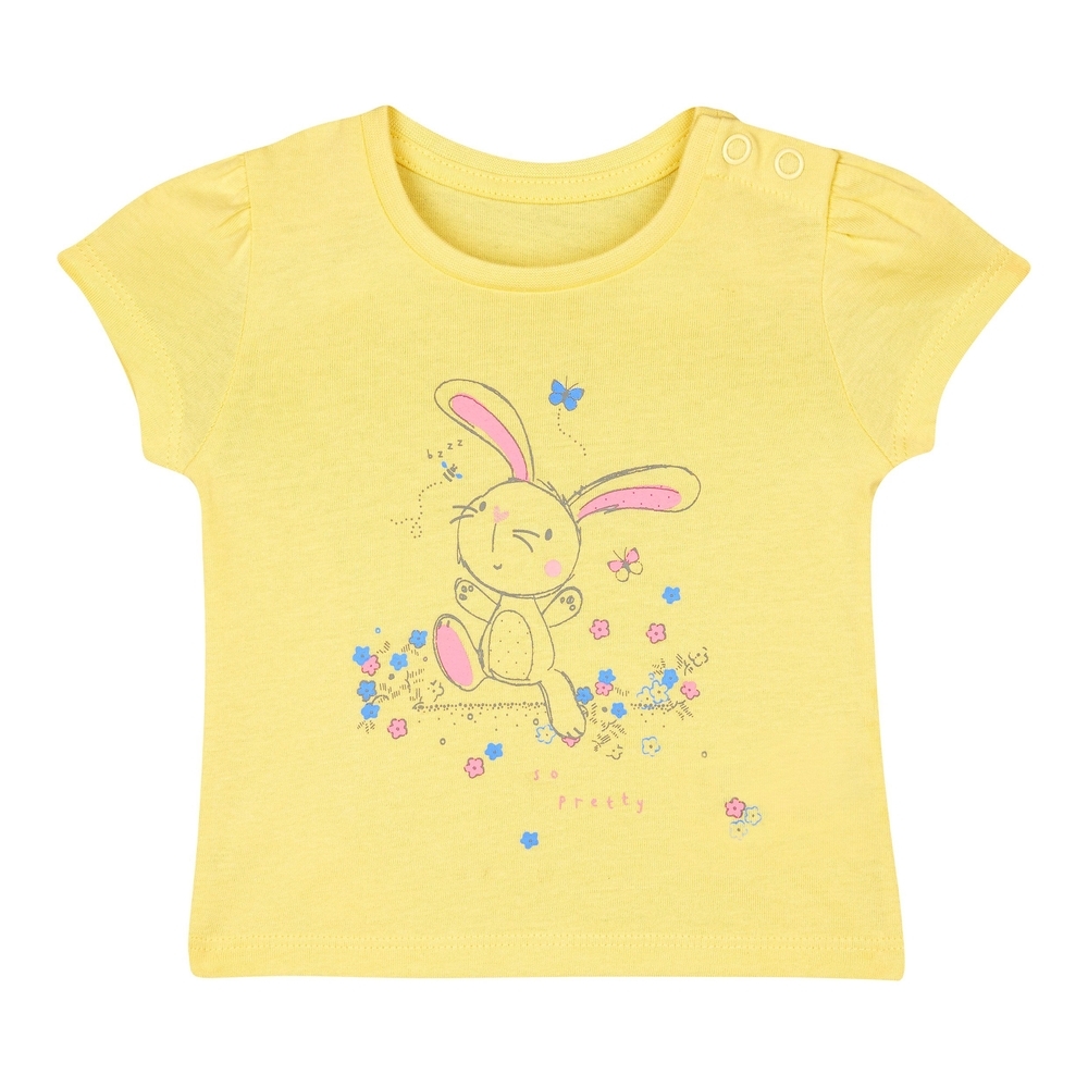 

Girls Half Sleeves T-Shirt Pretty Bunny Print - Yellow