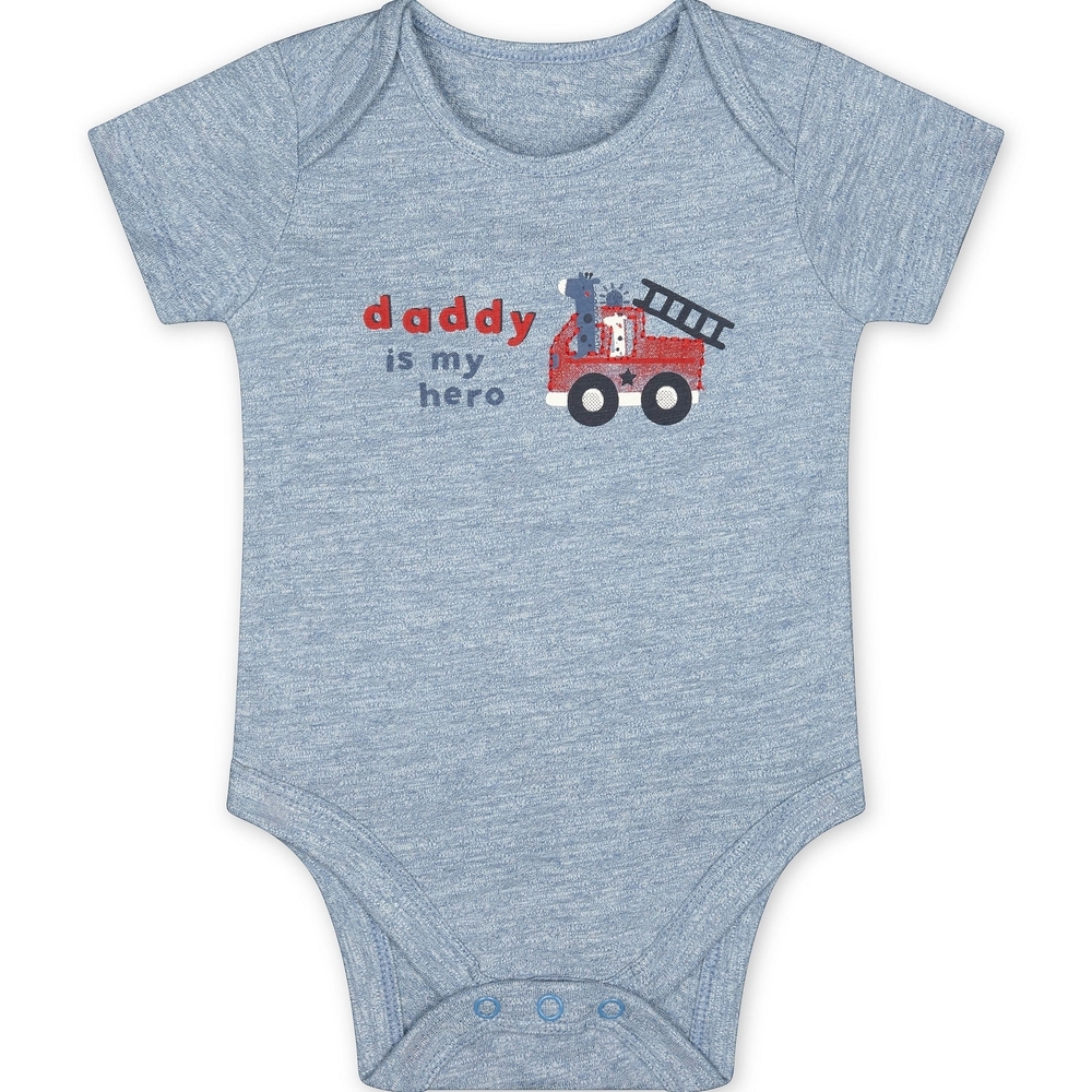 

Boys Half Sleeves Fire Engine Print Bodysuit - Blue