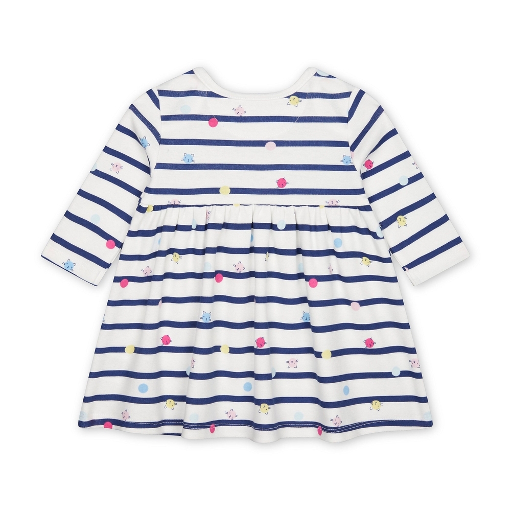

Girls Full Sleeves Striped Casual Dress - Navy