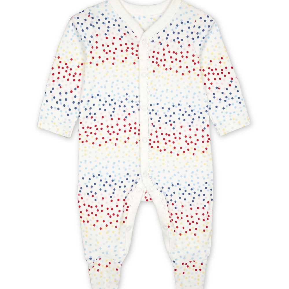 Girls Full Sleeves Spot Print Romper - White