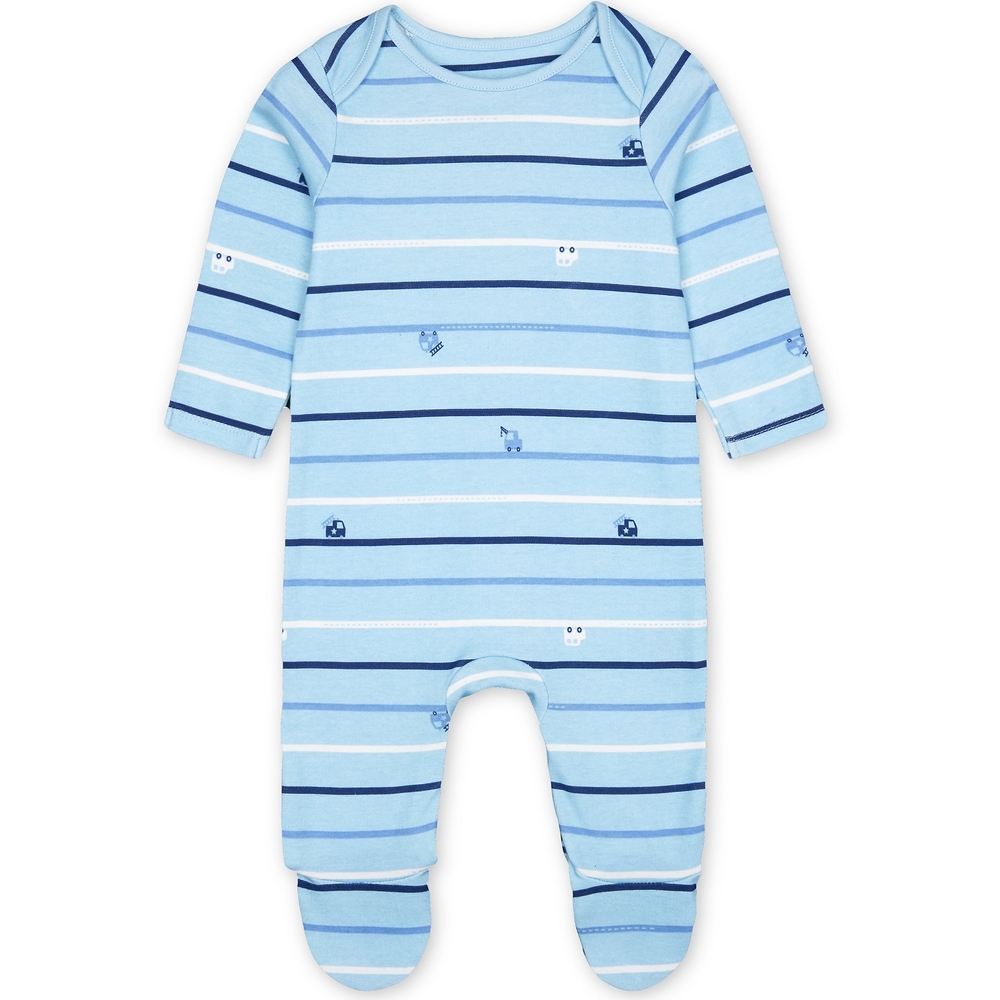 

Boys Full Sleeves Road Trip Print Romper - Blue