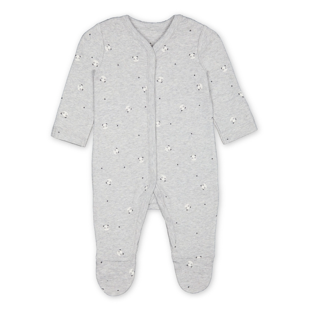 Unisex Full Sleeves Panda Print Romper - Grey