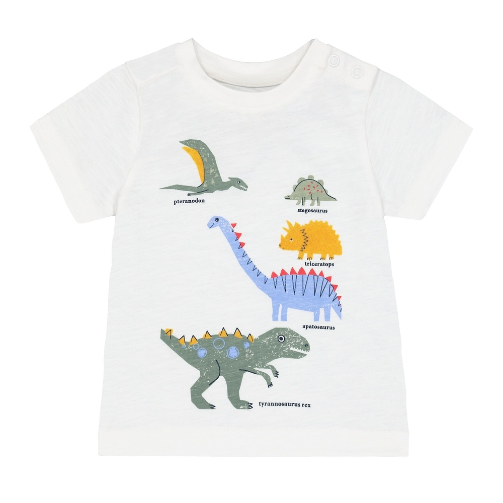 

Boys Half Sleeves T-Shirt Dino Print - White