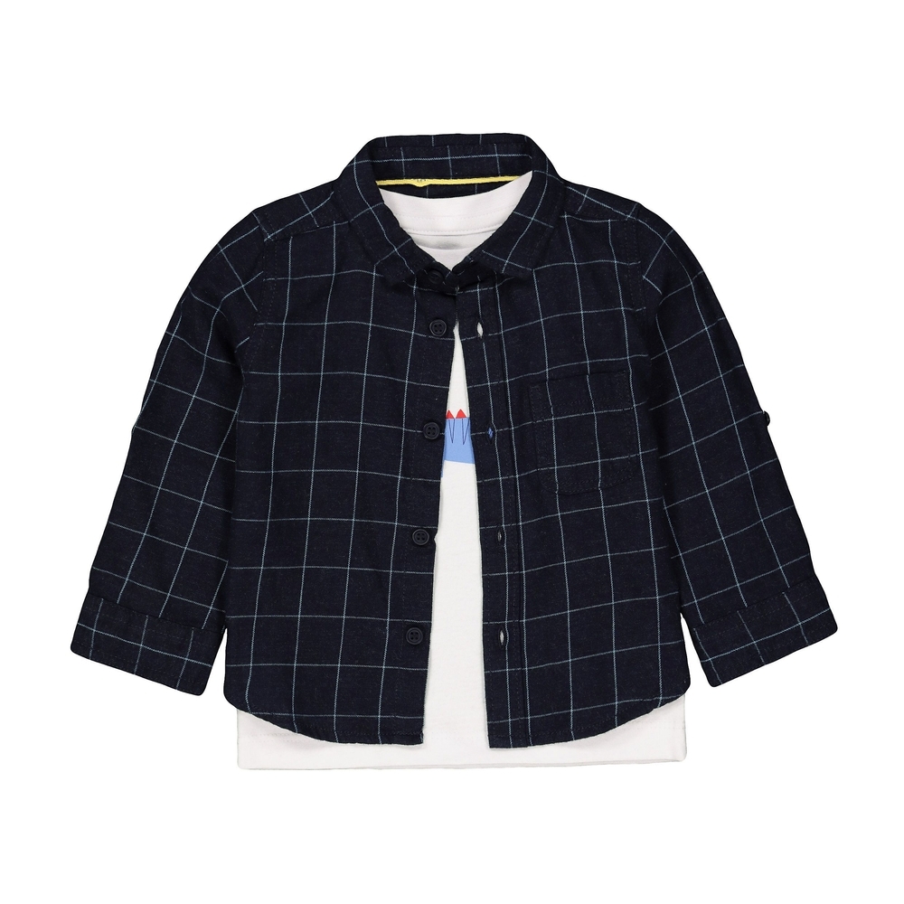 

Checked Shirt And Dinosaur T-Shirt Set