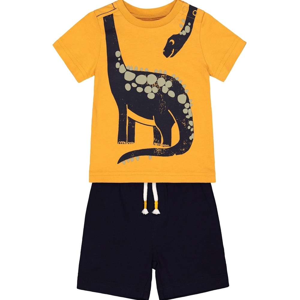 

Boys Short T-Shirt Set Dino Print - Yellow Navy