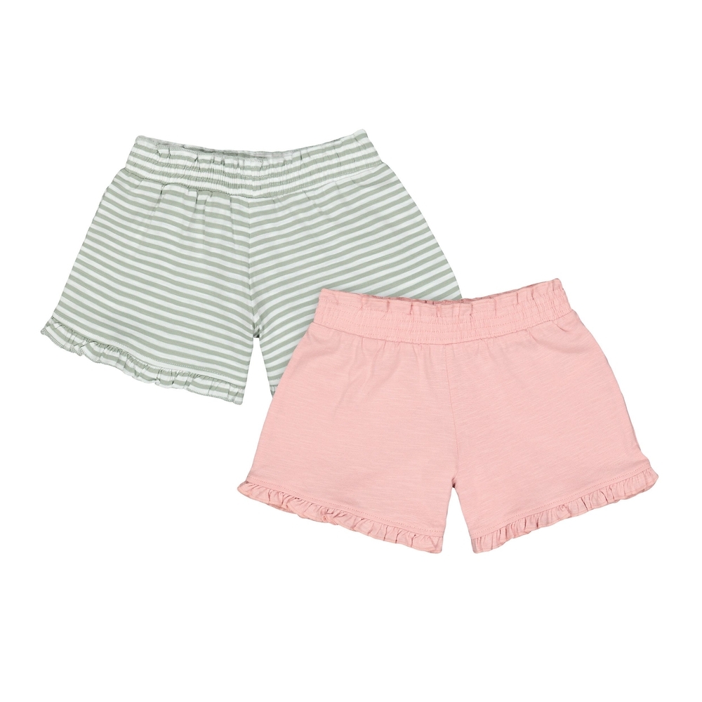 

Green Stripe And Pink Frilled Shorts - 2 Pack