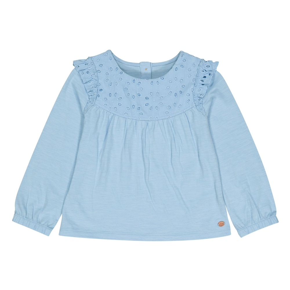 

Blue Broderie Panel T-Shirt