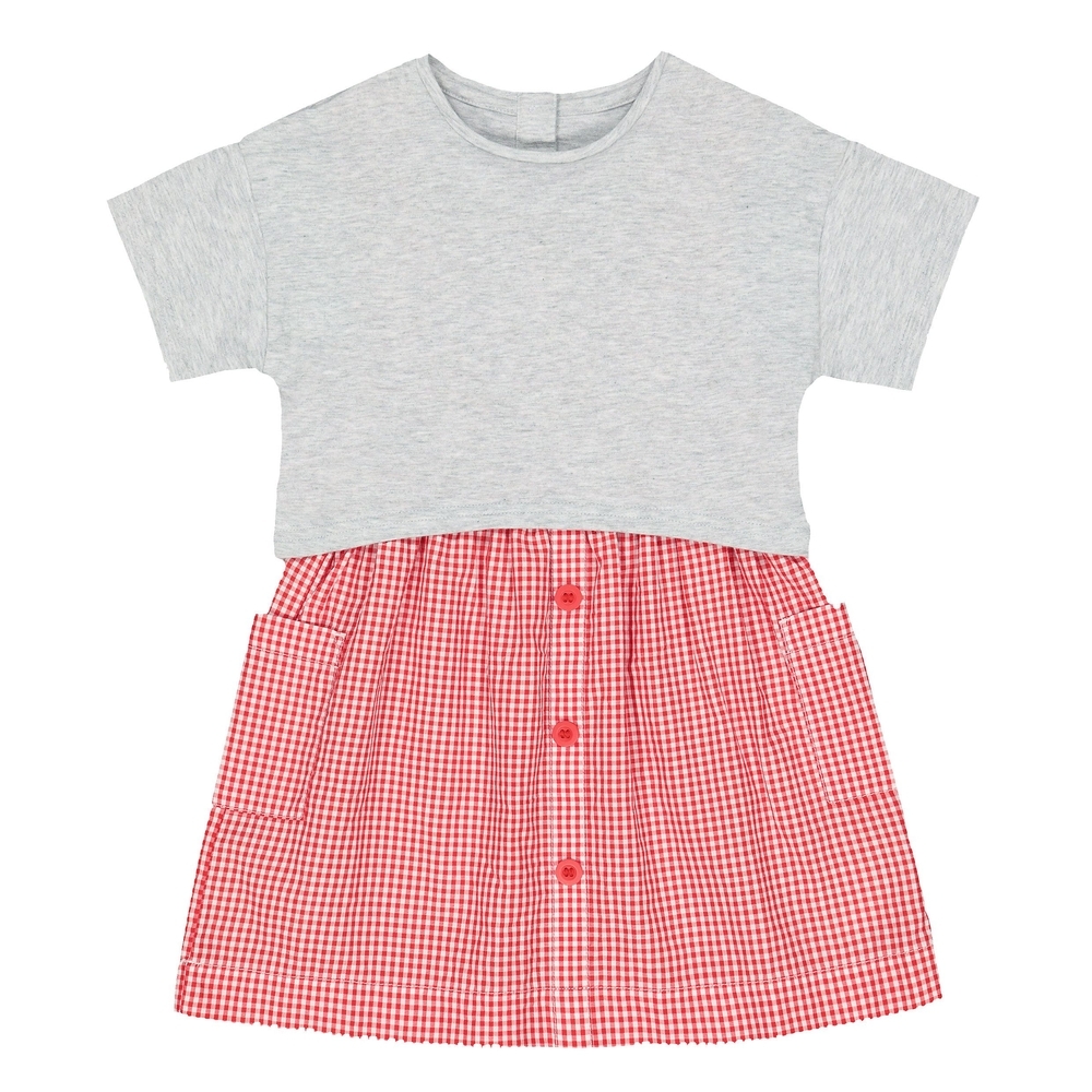 

Girl Half Sleeve Dress Check Red