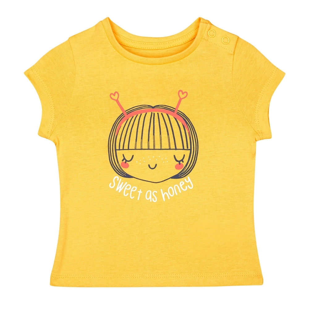 

Girls Half Sleeves T-Shirt Character Print - Yellow
