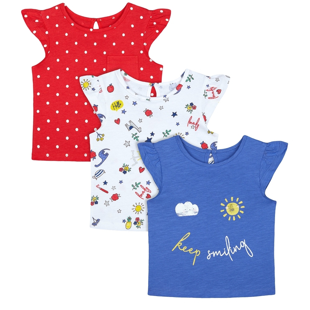 

Colourful Keep Smiling Print T-Shirts - 3 Pack