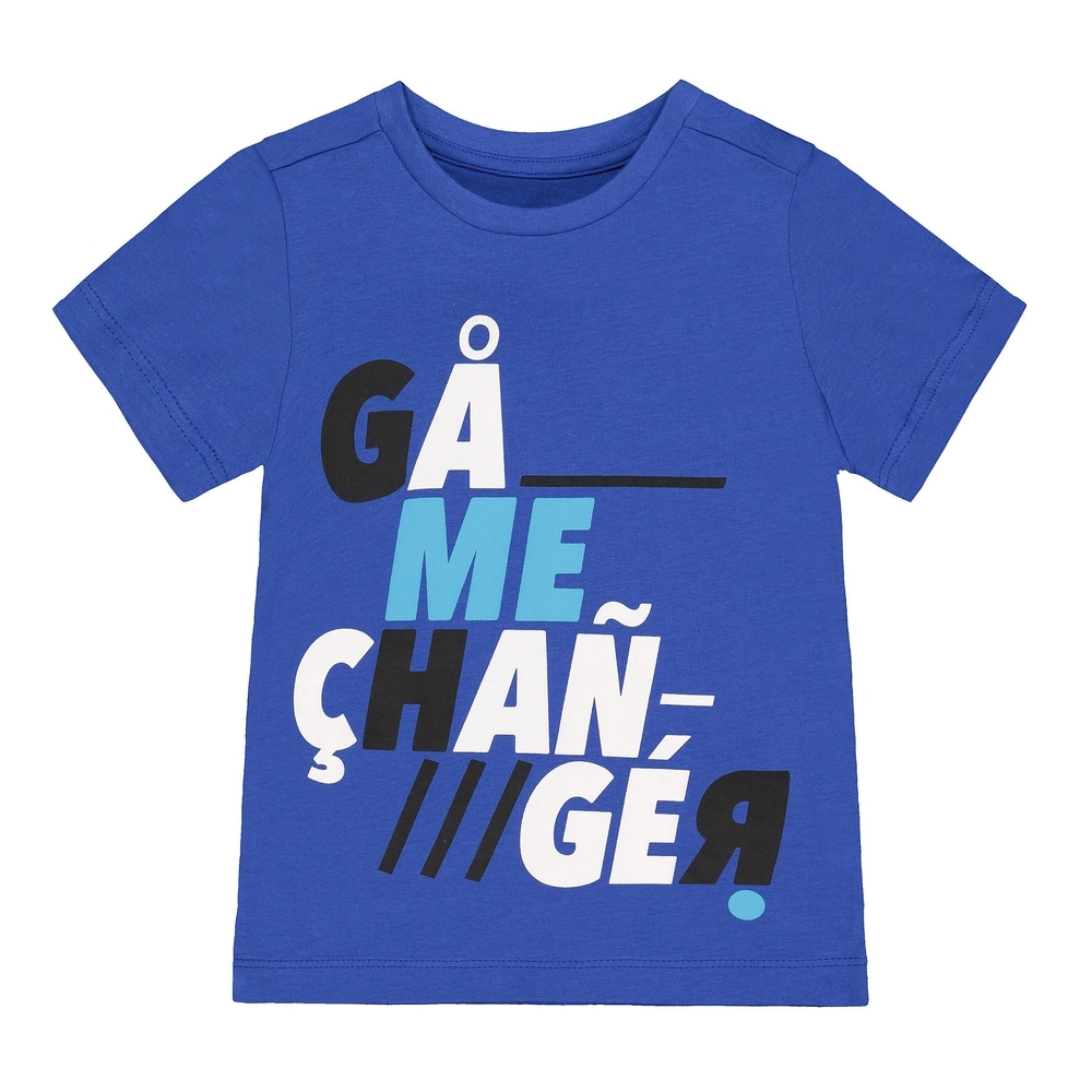 

Boys Half Sleeves Text Print T-Shirt - Blue