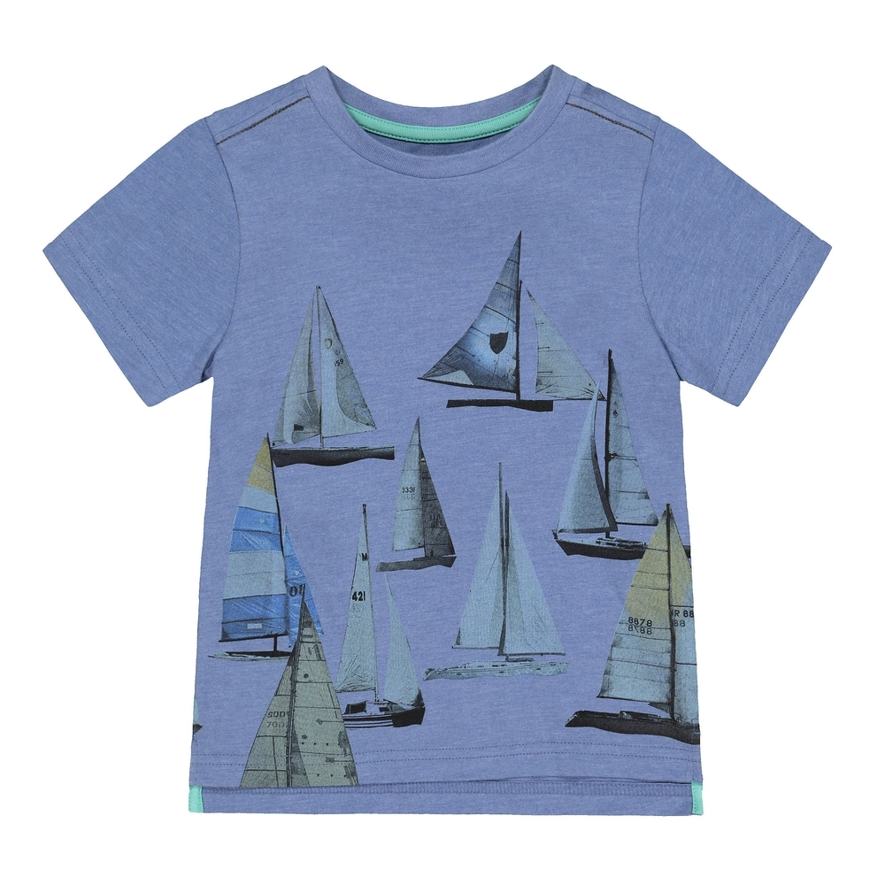 

Boys Half Sleeves Boat Print T-Shirt - Blue