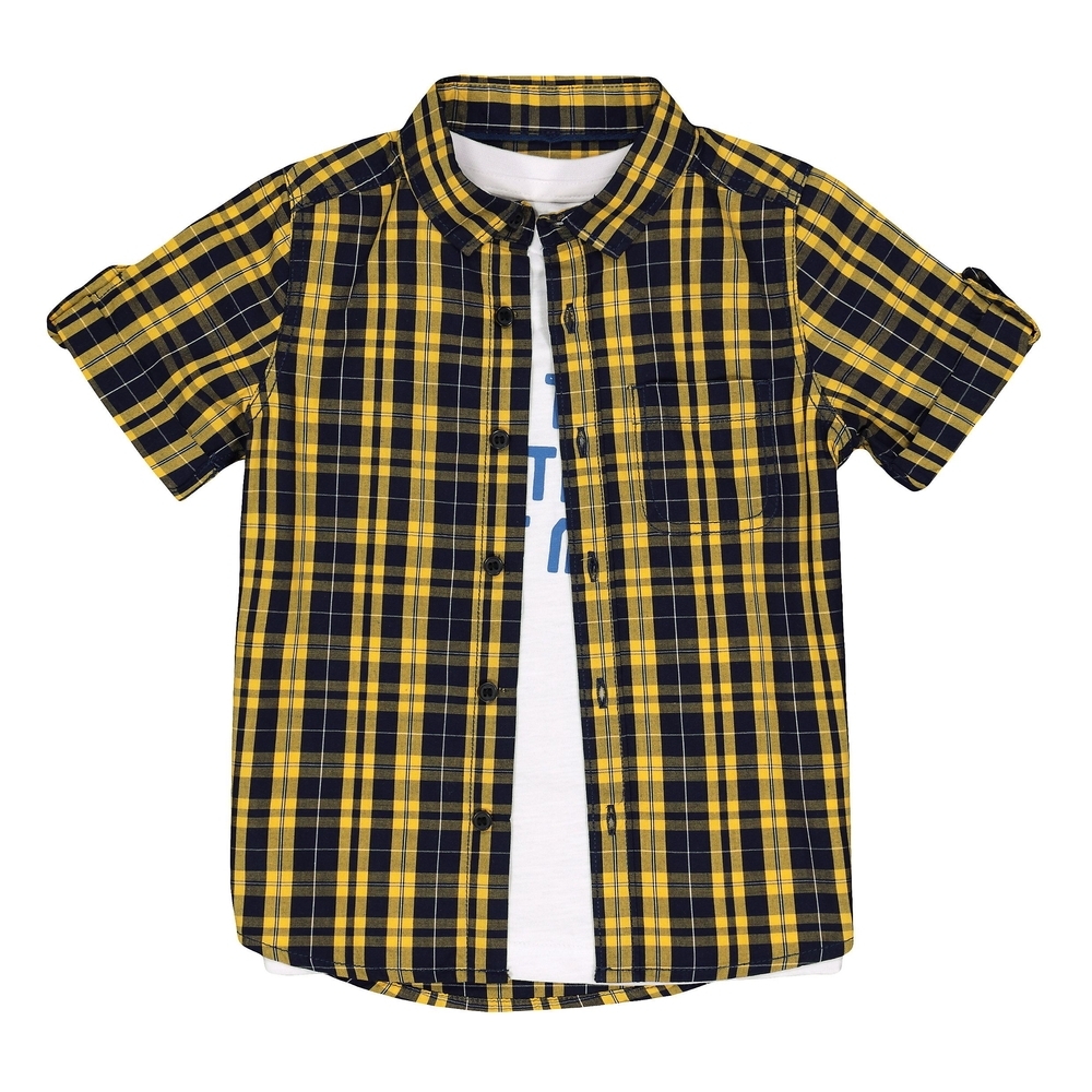 

Checked Shirt And Printed T-Shirt Set