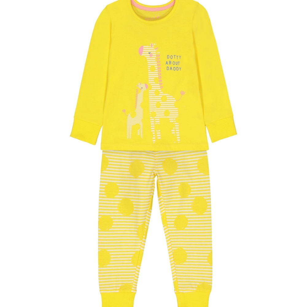 

Girls Full Sleeves Pyjamas Giraffe And Stripe Print - Yellow