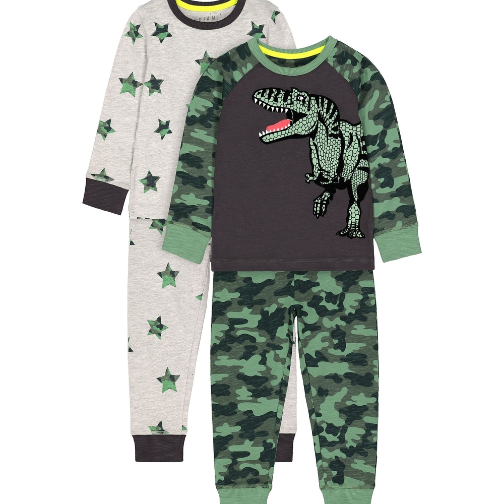 

Boys Full Sleeves Green Dinosaur And Star Print - Pack Of 2 - Green