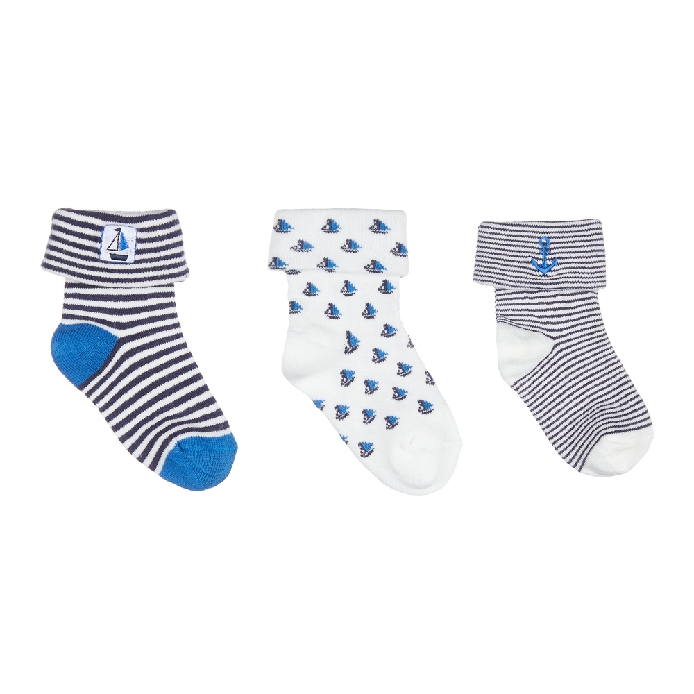 

Boys Striped And Embroidered Socks - Pack Of 3 - Multicolor