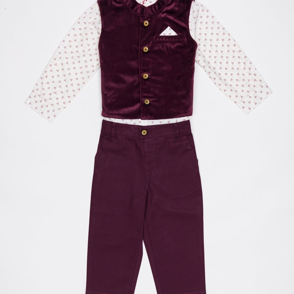 

H by Hamleys Boys Full Sleeve Waistcoat Set -Multicolor