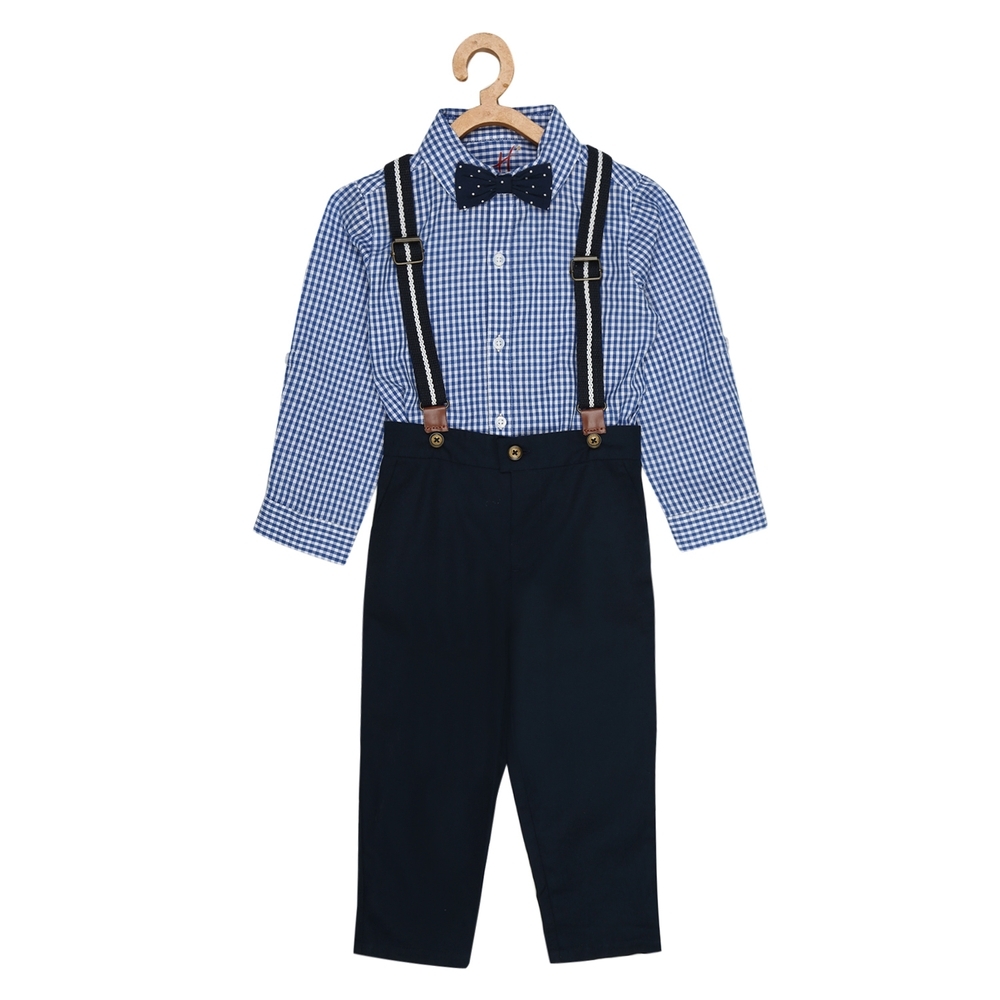

H by Hamleys Boys Full Sleeve Shirt And Bottom Set 3 Piece-Multicolor