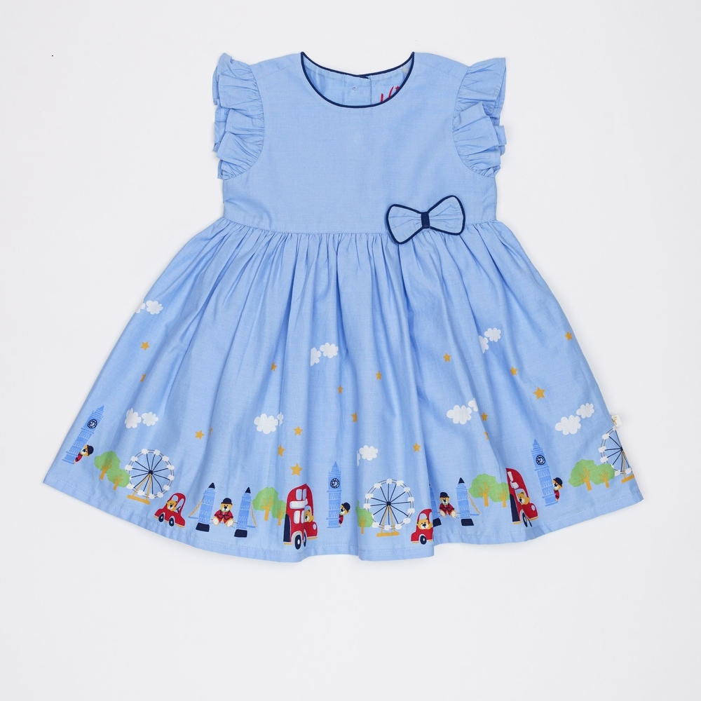 

H by Hamleys Girls Half Sleeve Dress Hamleys Heritage Vehicle Design-Blue Multi