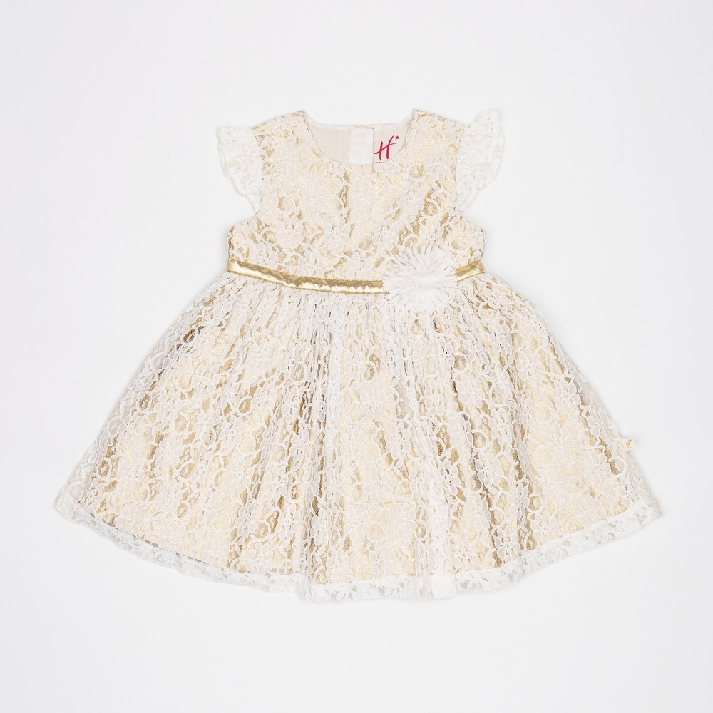

H by Hamleys Girls Sleeveless Partywear Lace Bodice-off-White