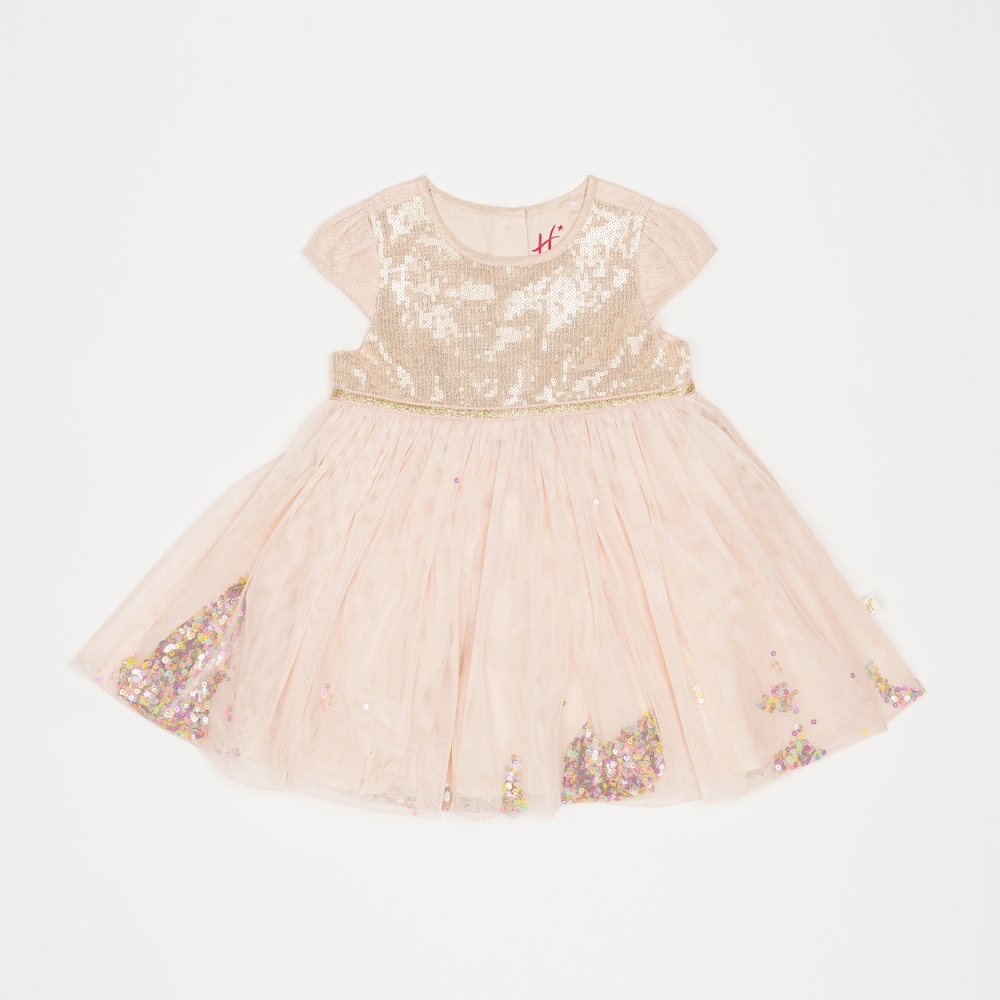 

H by Hamleys Girls Sleeveless Partywear Sequin Design-Pink