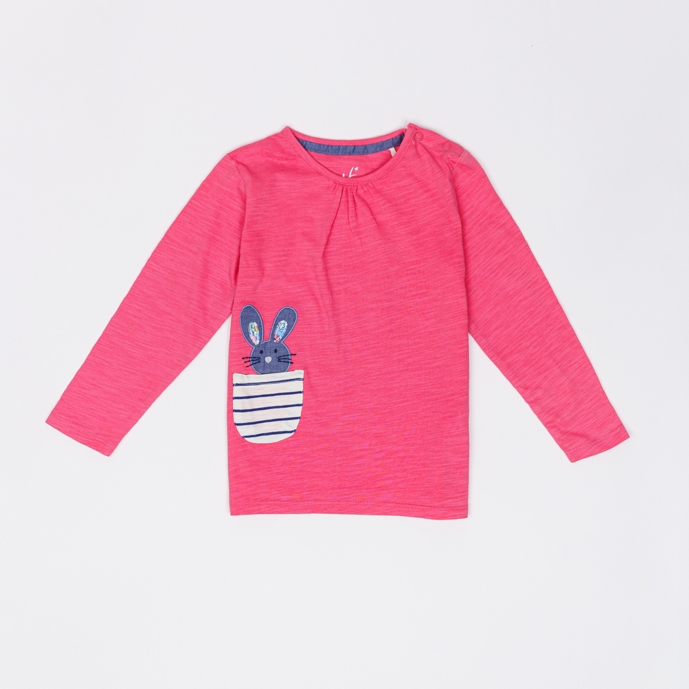 

H by Hamleys Girls Full Sleeve T Shirt Bunny Pocket-Pink