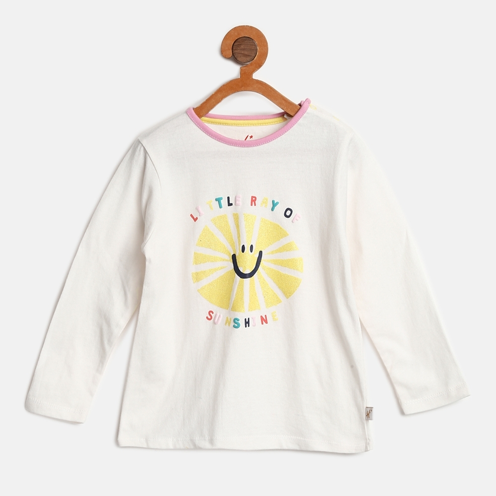 

H by Hamleys Girls Full Sleeve T Shirt Slogan Print-off-White