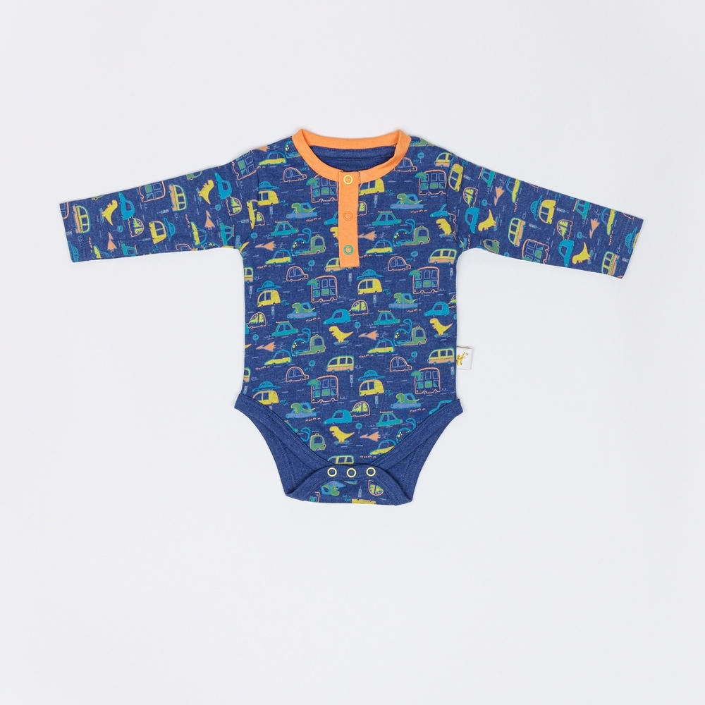 

H by Hamleys Boys Full Sleeve Bodysuit Vehicle&amp Dino Design-Navy Multi