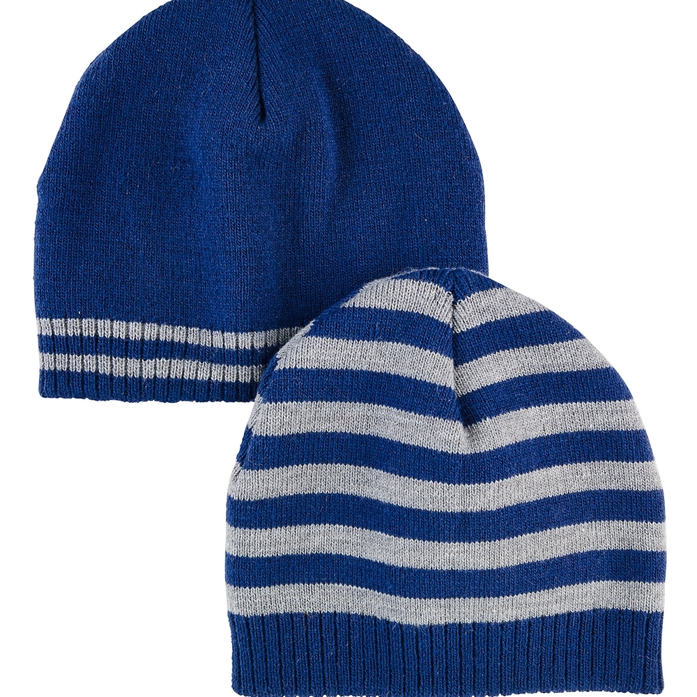 

Boys Beanie Striped - Pack Of 2 - Blue