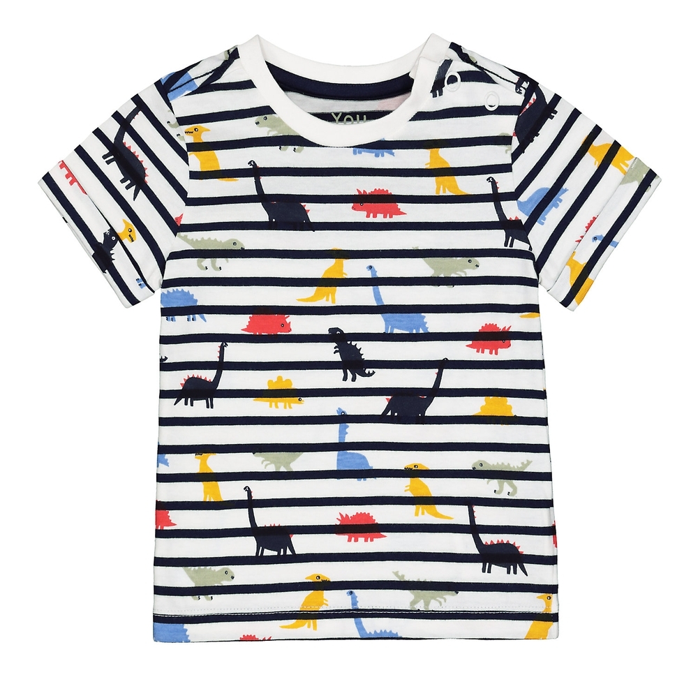 

Boys Half Sleeves T-Shirt Dino Print - White