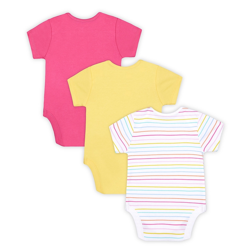 

Girls Half Sleeves Bodysuit - Pack Of 3 - Multicolor