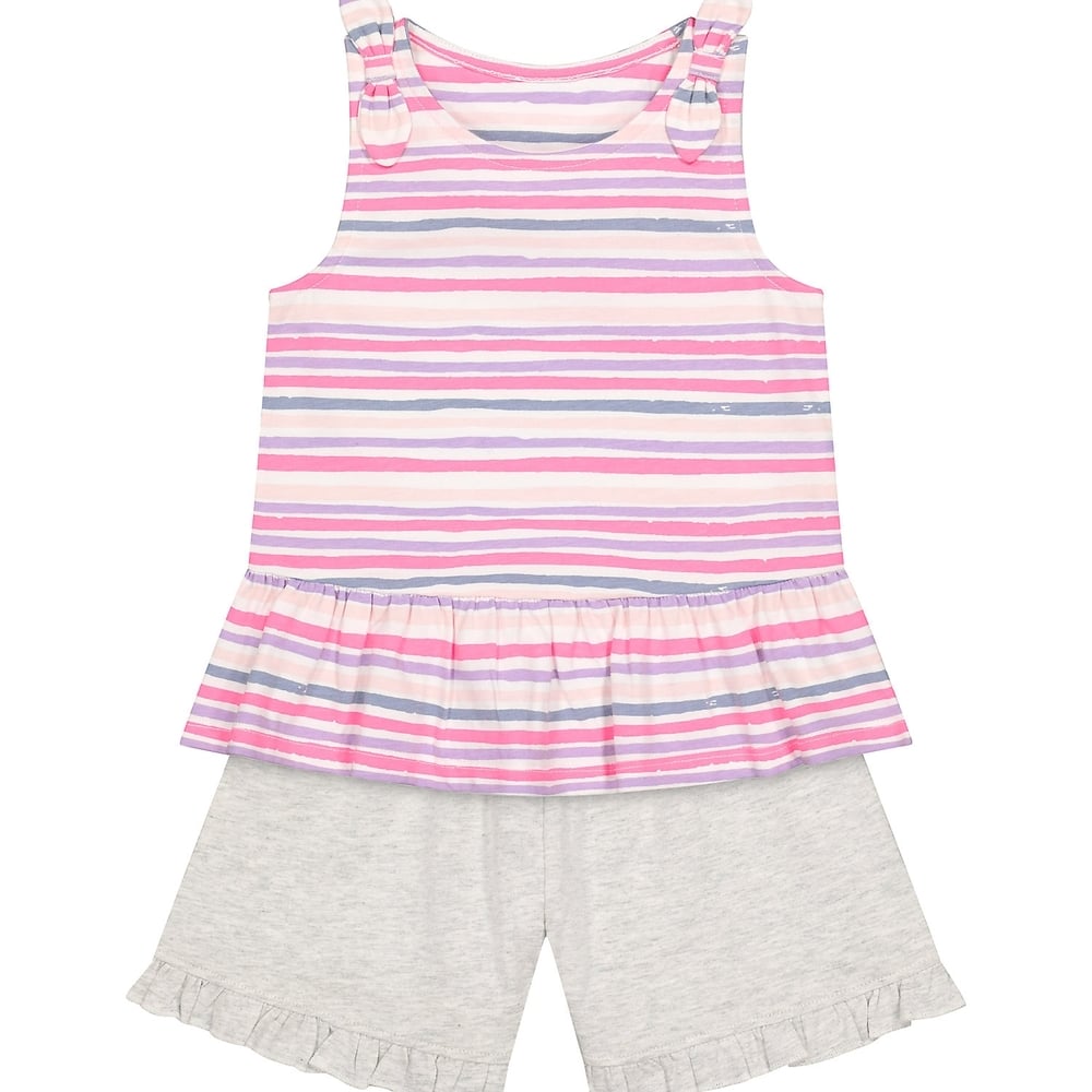 

Girls Sleeveless Top And Shorts Set Striped - Multicolor