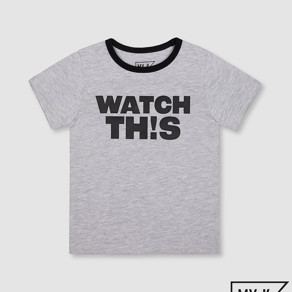 

Boys Half Sleeves T-Shirt Text Print - Grey