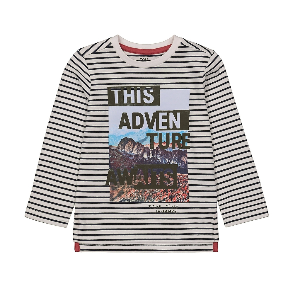 

Boys Full Sleeves T-Shirt Striped - White Black