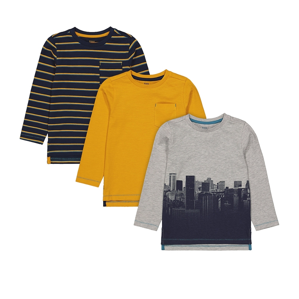 

Boys Full Sleeves T-Shirt Striped And Printed - Pack Of 3 - Multicolor