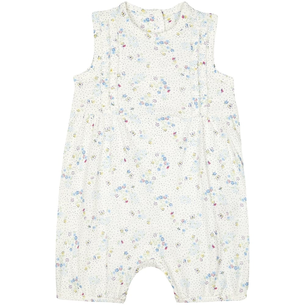 

Girls Sleeveless Romper Floral Print - White