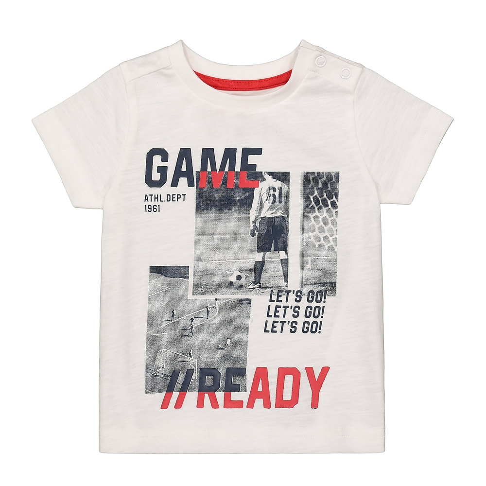 

Boys Half Sleeves T-Shirt Text Print - White