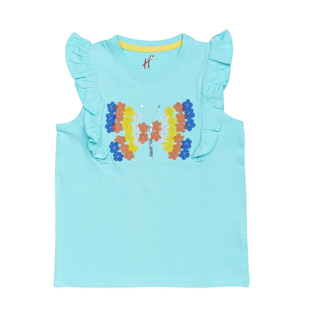 

H by Hamleys Girls Short Sleeves Top Ruffle Detail-Mint