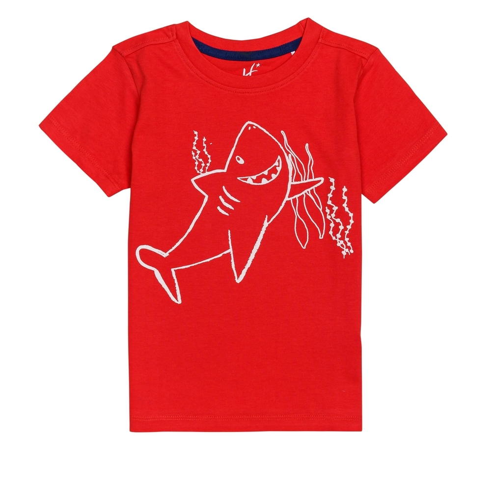 

H by Hamleys Boys Short Sleeves T-Shirt Shark Print-Red