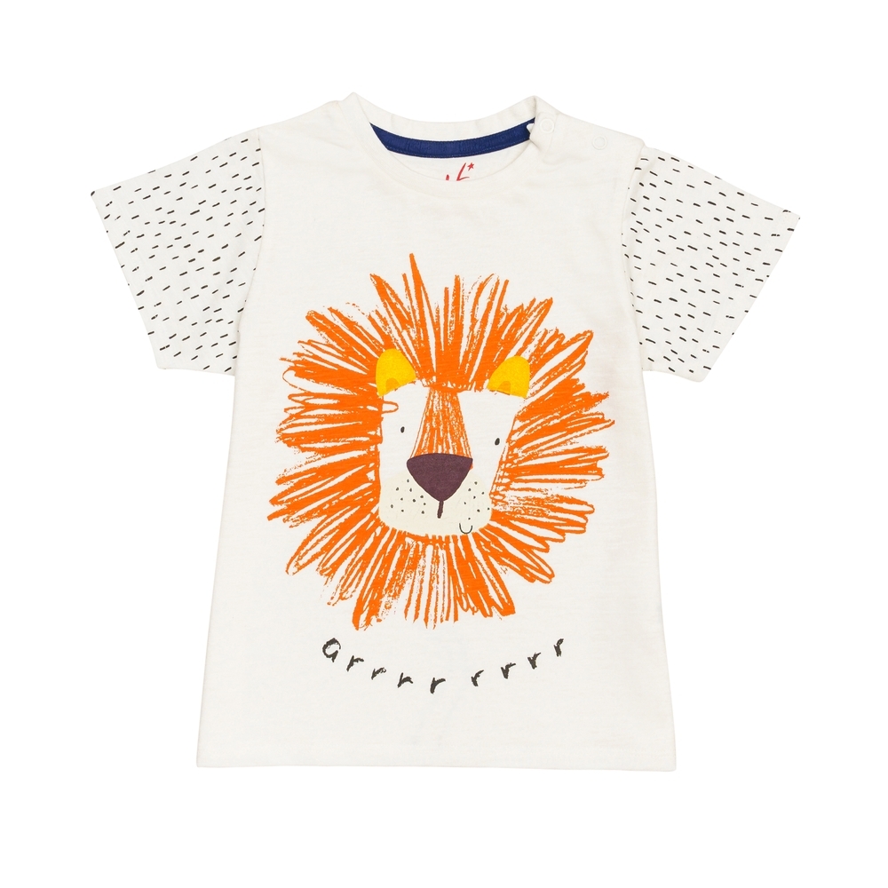 

H by Hamleys Boys Short Sleeves T-Shirt Lion Print-White