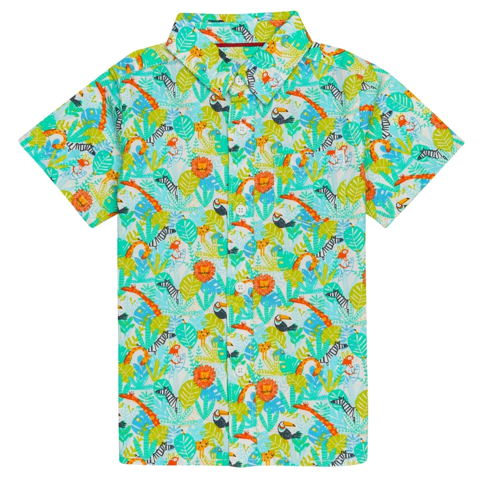 

H by Hamleys Boys Shirt Animal All Over Print-White Multi