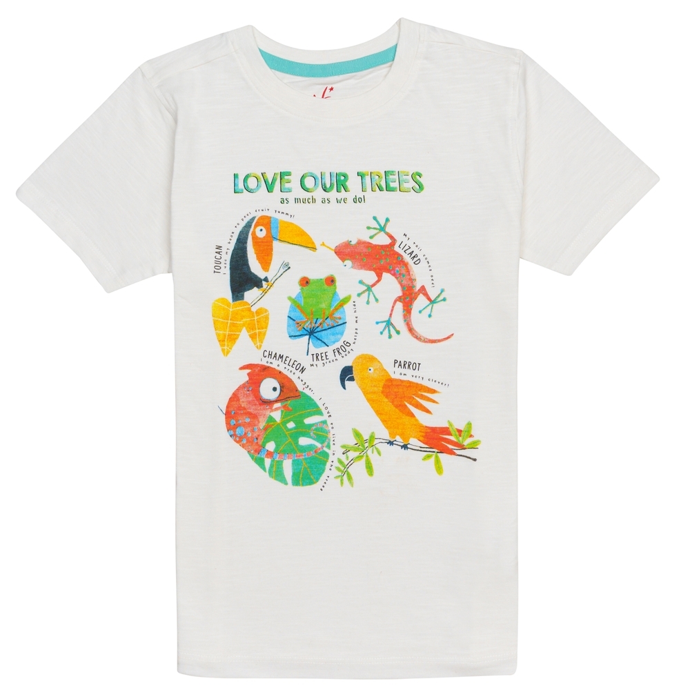 

H BY Hamlyes Boys Short Sleeves T-Shirt Ocean Print-White
