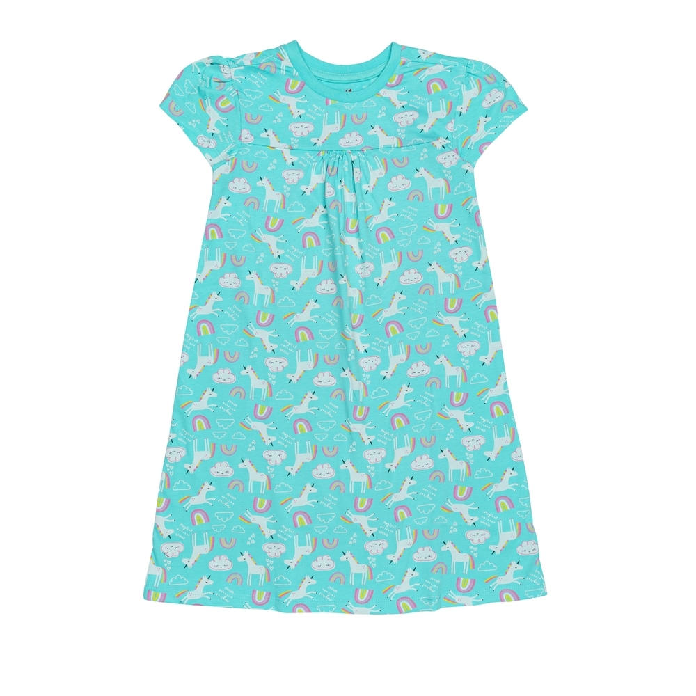 

H by Hamleys Girls Short Sleeves Dress All Over Print-Light Blue