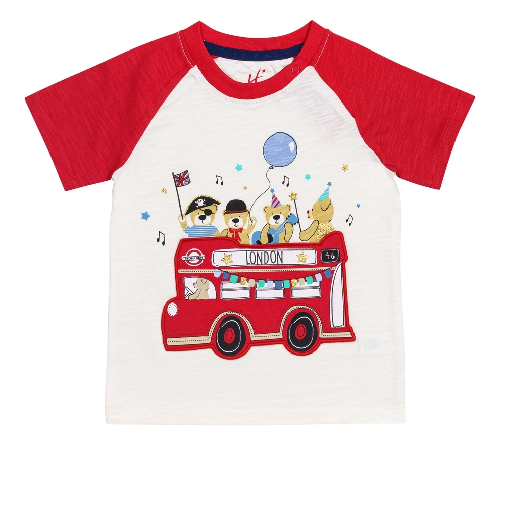 

H by Hamleys Boys Short Sleeves T-Shirt Sporty Raglan-Red Multi