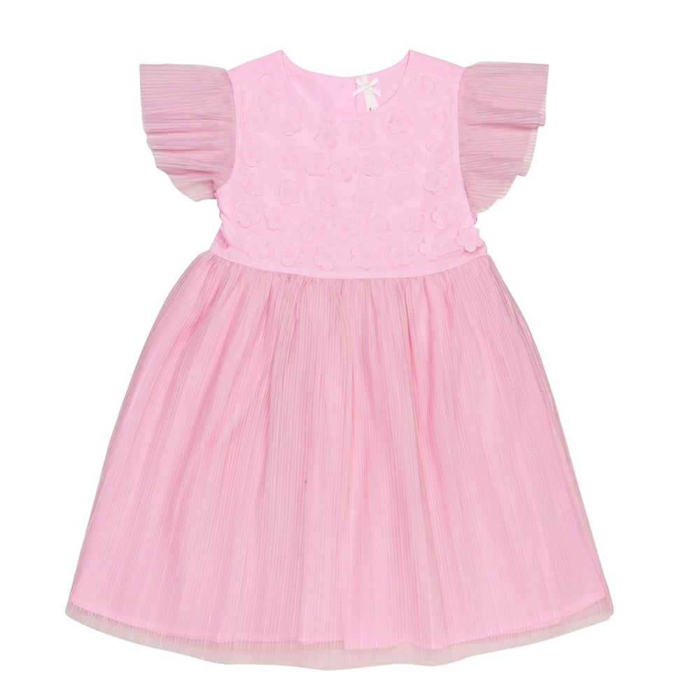 

H by Hamleys Girls Short Sleeves Dress 3D Flower Print-Pink